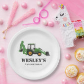 建築ビークルバックホバースデーパーティー ペーパープレート (パーティー)