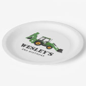 建築ビークルバックホバースデーパーティー ペーパープレート (アングル)