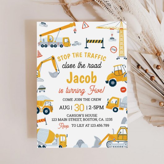 建築ビークルボーイズ誕生日招待状 招待状