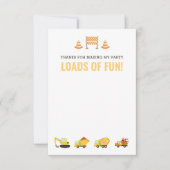 建築ビークル少年の誕生日パーティー サンキューカード (正面)