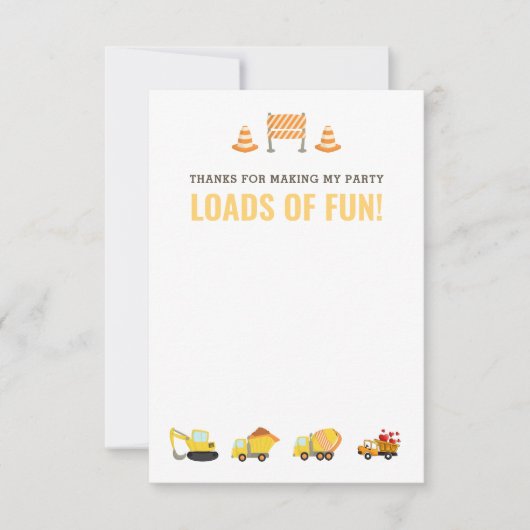 建築ビークル少年の誕生日パーティー サンキューカード (正面)