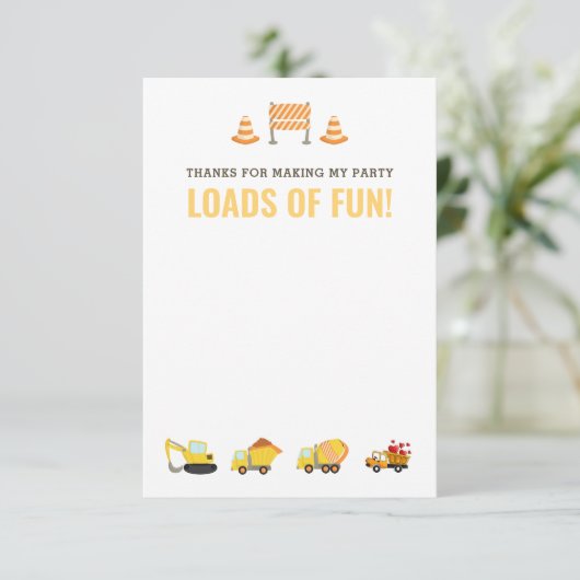 建築ビークル少年の誕生日パーティー サンキューカード (スタンド正面)