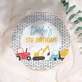 建築ビークル少年の誕生日パーティー ペーパープレート