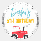 建築ビークル少年の誕生日パーティー ラウンドシール (正面)