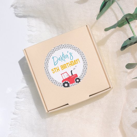 建築ビークル少年の誕生日パーティー ラウンドシール