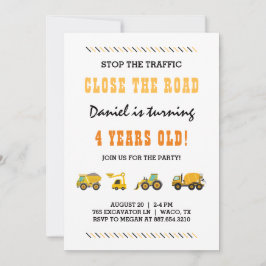 建築ビークル少年の誕生日パーティー 招待状