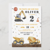 建築ビークル少年の誕生日パーティー 招待状 (正面)