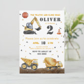 建築ビークル少年の誕生日パーティー 招待状 (スタンド正面)