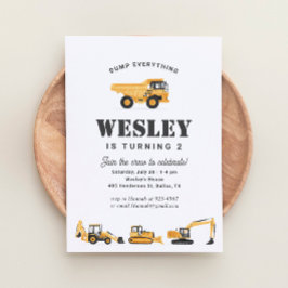 建築ビークル少年の誕生日パーティー 招待状