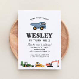 建築ビークル少年の誕生日パーティー 招待状