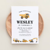 建築ビークル少年の誕生日パーティー 招待状