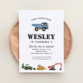 建築ビークル少年の誕生日パーティー 招待状