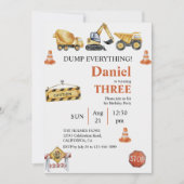 建築ビークル少年の誕生日パーティー 招待状 (正面)