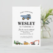 建築ビークル少年の誕生日パーティー 招待状 (スタンド正面)