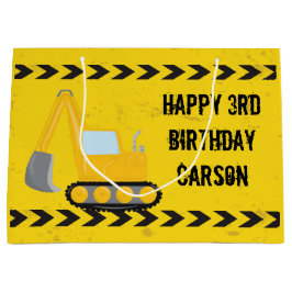 建築ビークル少年カスタム子供の誕生日 ラージペーパーバッグ