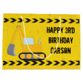 建築ビークル少年カスタム子供の誕生日 ラージペーパーバッグ (裏面)