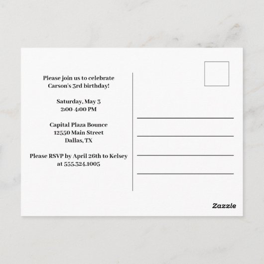 建築ビークル少年カスタム誕生パーティー ポストカード (裏面)