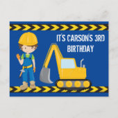 建築ビークル少年カスタム誕生パーティー ポストカード (正面)