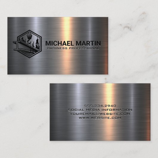 建築ビーム及びウインチ | メタル 名刺 (正面/裏面)