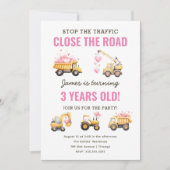 建築ピンクトラックハート誕生日招待状 招待状 (正面)