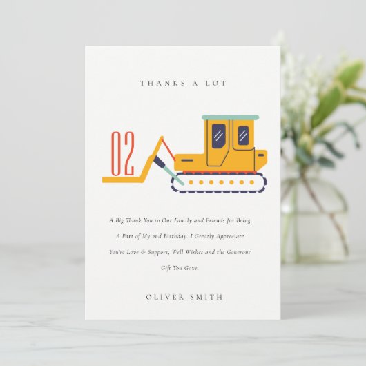 建築フォークリフト車任意の年齢誕生日 サンキューカード (スタンド正面)