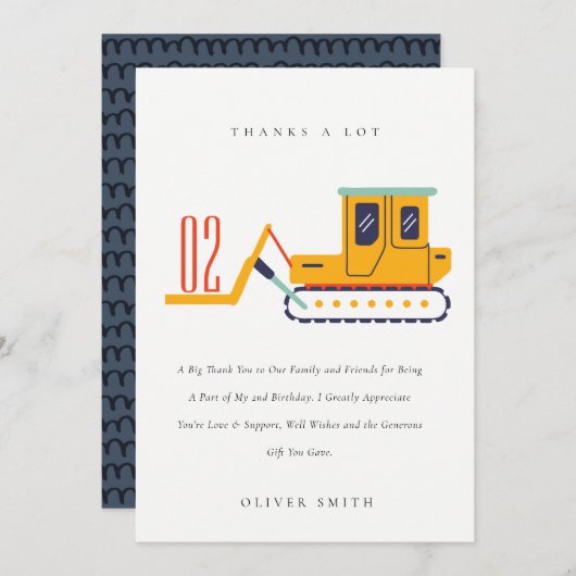 建築フォークリフト車任意の年齢誕生日 サンキューカード (正面/裏面)