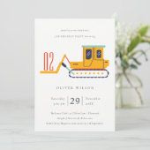 建築フォークリフトAny年齢誕生日招待状 サンキューカード (スタンド正面)