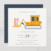 建築フォークリフトAny年齢誕生日招待状 サンキューカード (正面/裏面)