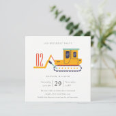 建築フォークリフトAny年齢誕生日招待状 サンキューカード (スタンド正面)