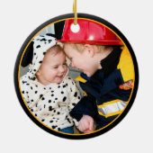 建築ブラザーそれを掘る写真クリスマス セラミックオーナメント (裏面)