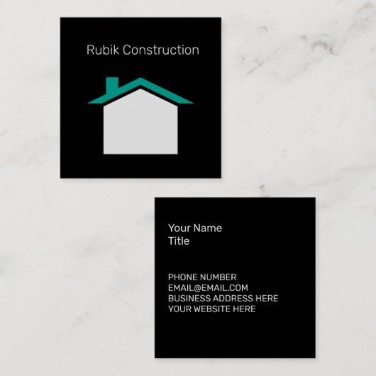 建築ブラックコアスクエアビジネスカード スクエア名刺 (正面/裏面)