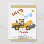 建築ブルドーザーのクルー少年2nd誕生日の写真 招待状 (正面)