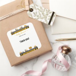 建築ブルドーザーのベビーシャワー スクエアシール