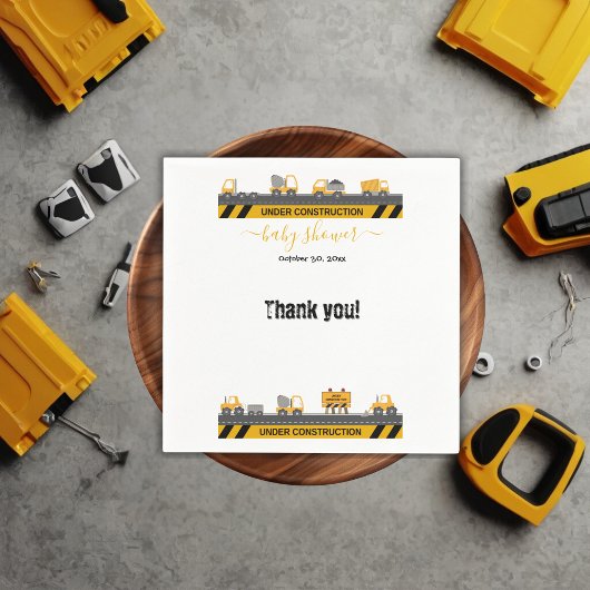 建築ブルドーザーのベビーシャワー スタンダードカクテルナプキン