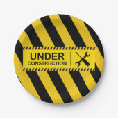 建築ブルドーザーのベビーシャワー ペーパープレート (正面)