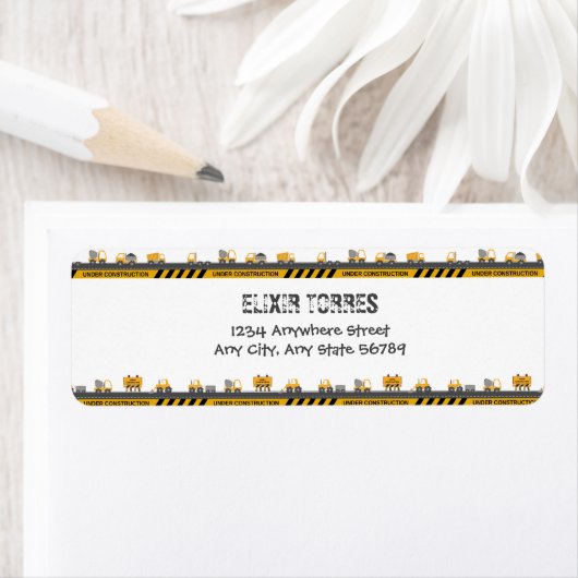 建築ブルドーザーのベビーシャワー ラベル (インサイチュ)