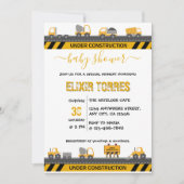 建築ブルドーザーのベビーシャワー 招待状 (正面)