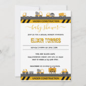 建築ブルドーザーのベビーシャワー 招待状 (正面)