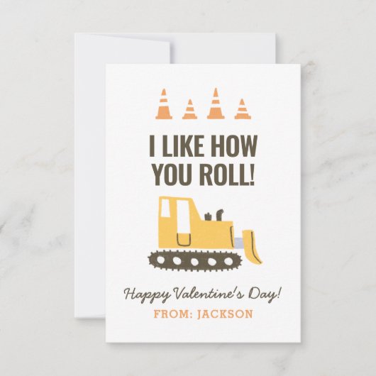 建築ブルドーザー子供の教室バレンタイン ノートカード (正面)