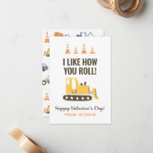 建築ブルドーザー子供の教室バレンタイン ノートカード (正面/裏面インサイチュ)