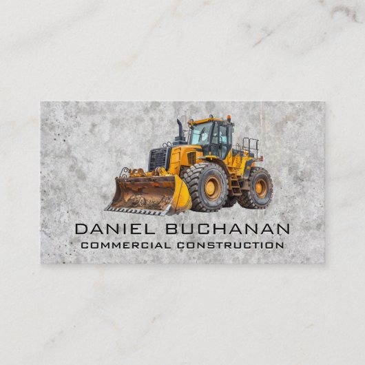 建築ブルドーザー | コンクリート背景 名刺 (正面)