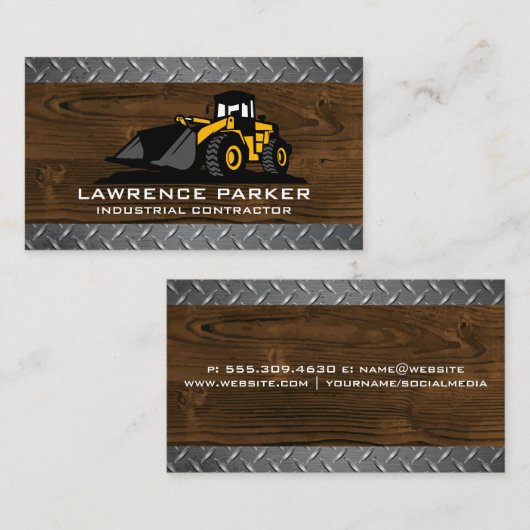 建築ブル |金属(木材) 名刺 (正面/裏面)