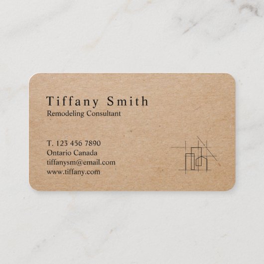 建築プロフェッショナルロゴの追加Kraft紙 名刺 (裏面)