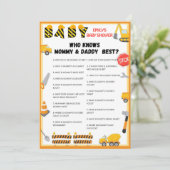 建築ベビーシャワーゲーム – 編集可能な名前 – インチ 招待状 (スタンド正面)