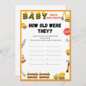 建築ベビーシャワーゲーム – 編集可能な名前 –  招待状 (正面/裏面)