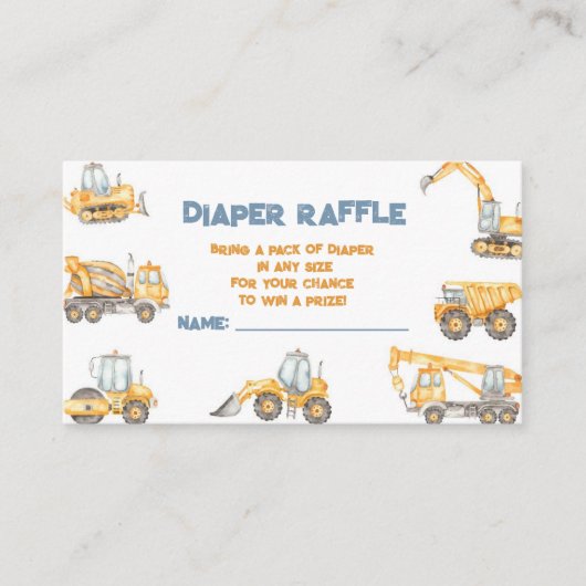 建築ベビーシャワーダンプトラックパーティー エンクロージャーカード (正面)
