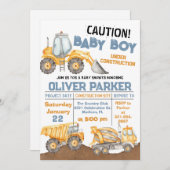 建築ベビーシャワーダンプトラックパーティー 招待状 (正面/裏面)