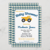 建築ベビーシャワー招待状ボーイトラック 招待状 (正面/裏面)