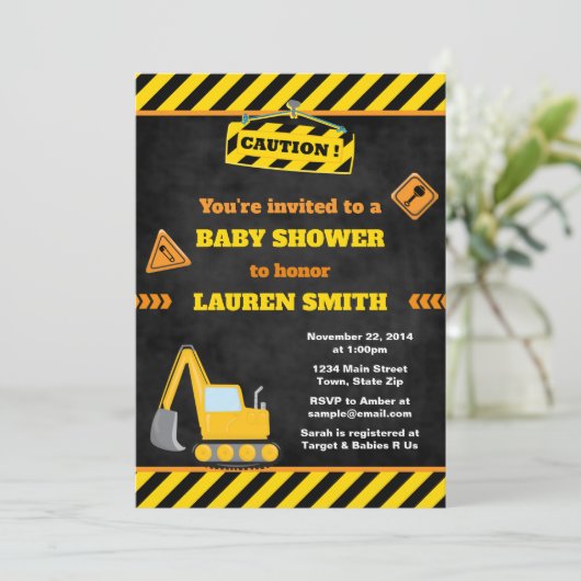 建築ベビーシャワー招待状男の赤ちゃん 招待状 (スタンド正面)