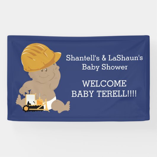 建築ベビーシャワー（ダークスキン）カスタムバナー 横断幕 (横)